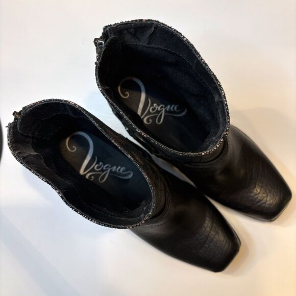 Vogue Screamo Black Leather Suede Back Zipper Women's Ankle Boots‎ Size 7 M - Picture 11 of 13